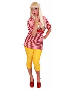 Verkleedkleding Dorus trui - rood met wit - carnaval - voor dames - Gondeliers