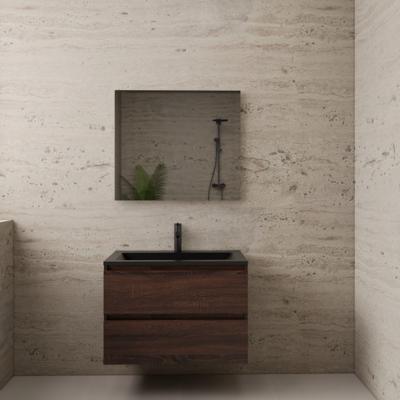 ACTIE BWS Badmeubel | Paris | Sonoma Choco 80 cm | Mat Zwart Wastafel | 1 Kraangat