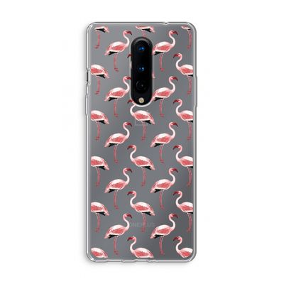 Flamingoprint groen: OnePlus 8 Transparant Hoesje