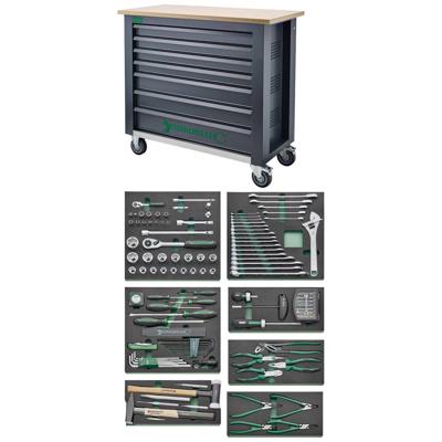 Stahlwille 98830179 Premium gereedschapsset 161-delig Met mobiele werkbank WB625 7 laden (b x h x d) 1150 x 1045 x 500 mm