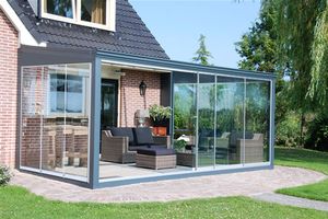 Tijdelijk 15% korting | Verasol Glastuinkamer met glasdak 700x330 cm op 3 staanders Aluminium Verasol