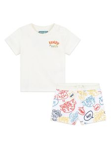 Kenzo Kids ensemble short-t-shirt en coton biologique à logo imprimé - Blanc