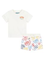 Kenzo Kids ensemble short-t-shirt en coton biologique à logo imprimé - Blanc