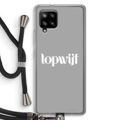 Topwijf Grijs Wit: Samsung Galaxy A42 5G Transparant Hoesje met koord