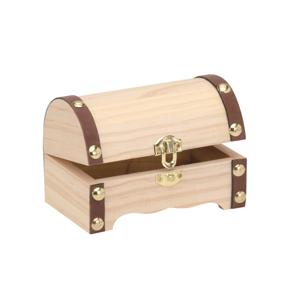 Houten schatkistje met sluiting en deksel - 11 x 7 x 7 cm - Sieraden/spulletjes/sleutels