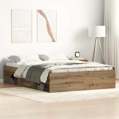 Bedframe zonder matras spaanplaat artisanaal eikenkleurig