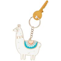 Doiy sleutelhanger Oversized Lama 11,8 cm staal/zink wit/blauw - thumbnail