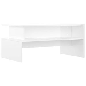 The Living Store Salontafel Elite - Bijzettafel - 90 x 55 x 42.5 cm - Hoogglans Wit