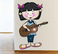Sticker blij meisje met instrument - thumbnail