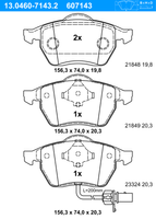 Remblokkenset, schijfrem ATE, u.a. fÃ¼r VW, Ford, Seat