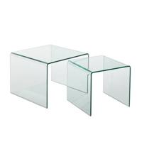 J-Line bijzettafel - glas - transparant - set van 2