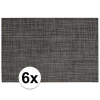 6x Placemats met geweven print antraciet 45 x 30 cm