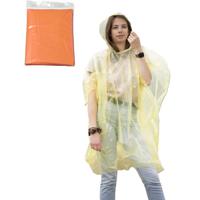 Regenponcho - oranje transparant - wegwerp - voor volwassenen - one size fitts all - capuchon - thumbnail