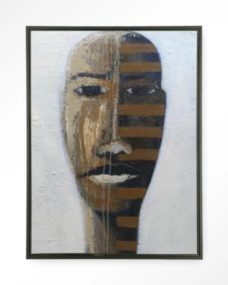 Urban Cotton Wandkleed 'Head 1' 80 x 110cm in Floating Frame - black