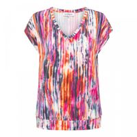 &Co - Framboos T-shirt v-hals print - Maat XXL