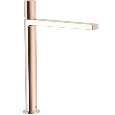 Wastafelkraan Tres Project | Opbouw | Mengkraan | Hoog model | 1-knop | Rond | 24k Rose goud