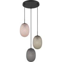 LED Hanglamp - Hangverlichting - Trion Feget - E27 Fitting - 3-lichts - Rond - Mat Zwart - Metaal