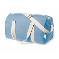 Reistas/weekendtas/sporttas model Nature - 49 x 26 x 24 cm - Retro blauw/naturel - thumbnail