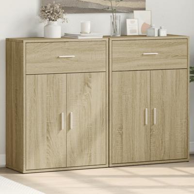 Dressoirs 2 st 60x30x84 cm bewerkt hout sonoma eikenkleurig