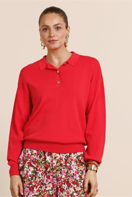 Studio Anneloes Pelin Fancy Button Polo 13698 Poloshirts 2800 Coral Red