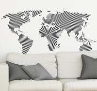 Muurstickers woonkamer zwarte moderne wereldkaart - thumbnail