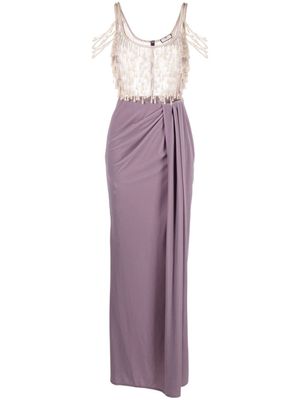 Elisabetta Franchi robe longue Red Carpet à détail de perles - Noir