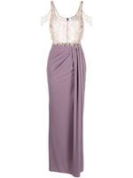 Elisabetta Franchi robe longue Red Carpet à détail de perles - Noir