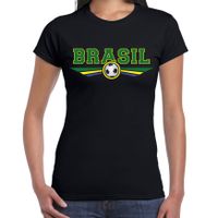 Brazilie / Brasil landen / voetbal t-shirt zwart dames - thumbnail