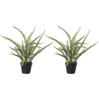 Varen Nephrolepis - 2x stuks - Kunstplant - Groen - 50 cm