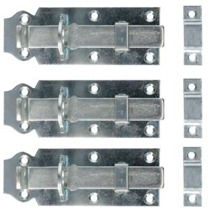 Deltafix schuifslot/hangslotschuif - 3x - 12 x 4.5cm - verzinkt staal - deur - schutting - hek