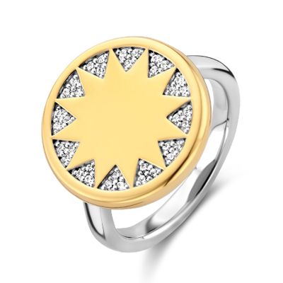 TI SENTO-Milano 12215ZY Ring zilver-zirconia goudkleurig-wit