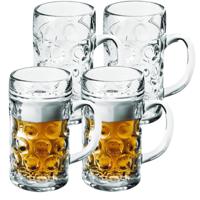 4x Bierpullen/bierglazen 1.3 liter/130 cl/1300 ml van onbreekbaar kunststof - thumbnail