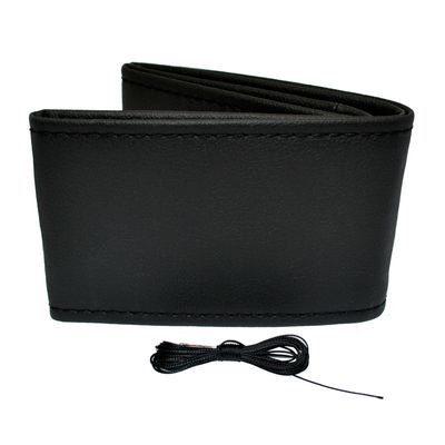 Universele stuurwielhoes Classic - Zwart PVC leder + Zwart stiksel (vetersluiting) OTDK101