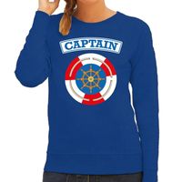 Kapitein/captain verkleed sweater blauw voor dames - thumbnail