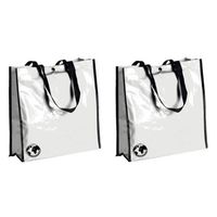 2x stuks boodschappen shopper tas wit 38 x 38 cm - Shoppers - thumbnail