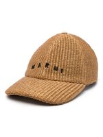 Marni casquette en raphia à logo brodé - Marron