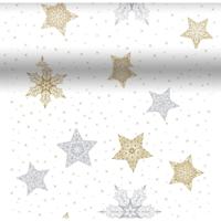 Duni 3-in-1 snowstars white 40x480cm