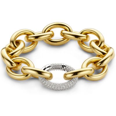 TI SENTO-Milano 2977ZY Armband zilver-zirconia goudkleurig-wit 15-18 mm 21 cm