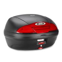 GIVI E450 Simply II Monolock Topkoffer, Topkoffers en zijkoffers voor de moto, rode reflectoren, zwarte cover