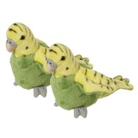 2x stuks pluche knuffel Parkiet groen 16 cm - thumbnail