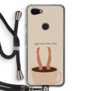 Aggressively drinks coffee: Pixel 3a Transparant Hoesje met koord