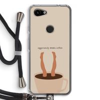 Aggressively drinks coffee: Pixel 3a Transparant Hoesje met koord