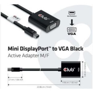 CLUB3D CAC-2113 kabeladapter/verloopstukje Mini Displayport VGA Zwart