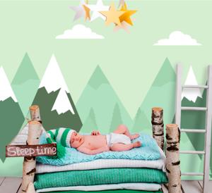 Fotobehang babykamer bergen patroon