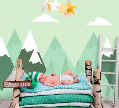 Fotobehang babykamer bergen patroon