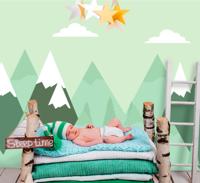 Fotobehang babykamer bergen patroon Fotobehang babykamer bergen patroon