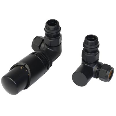 Design Aansluitset Radiator Plieger Como Universeel Dubbel Haaks Mat Zwart