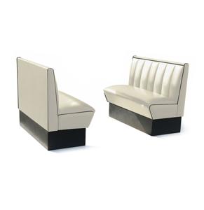 Classic Retro Diner Bank Bel Air HW120 Gebroken Wit Zwarte Randen