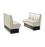 Classic Retro Diner Bank Bel Air HW120 Gebroken Wit Zwarte Randen