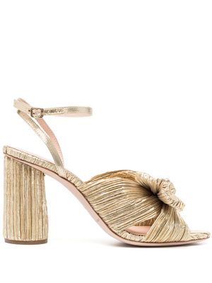 Loeffler Randall sandales en cuir à design plissé - Or